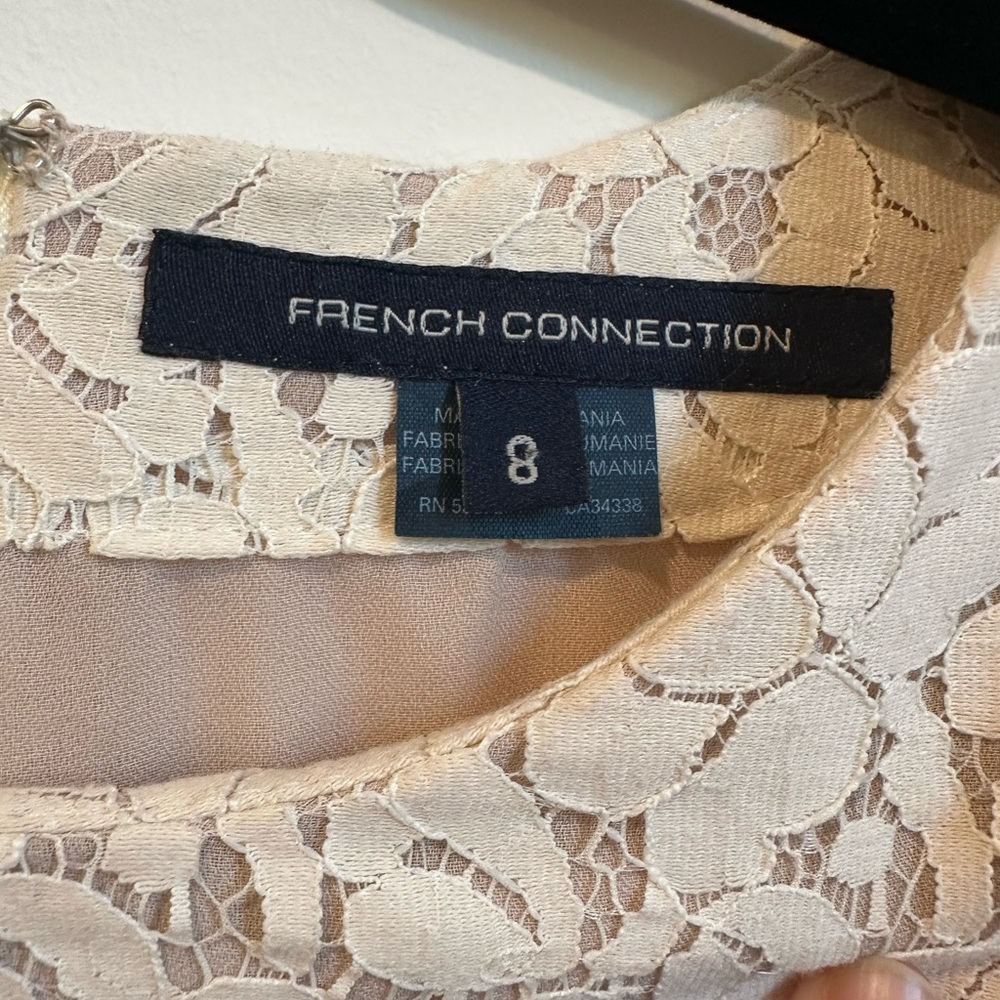 French Connection Cream Floral Lace Dress - Picture 2 of 6